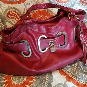 Rich red vegan leather purse