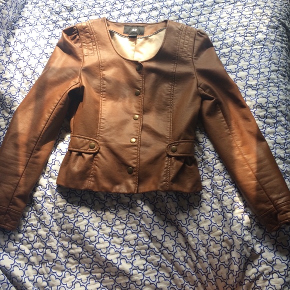 H&M faux brown leather jacket