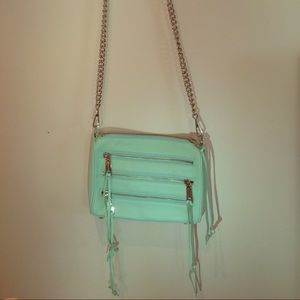 Rebecca Minkoff green 5-zip cross body hand bag