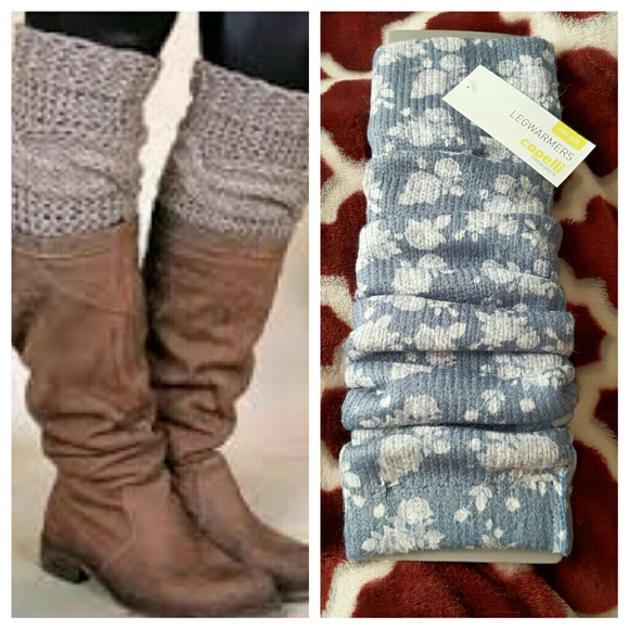 !!SOLD!!Heather grey flower leg warmers