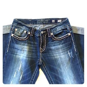Miss Me Embroidered Cuffed Skinny Jean
