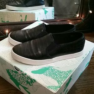 FAUX crocodile embossed slip ons