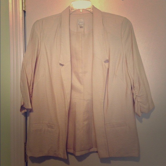 Beige silky open blazer