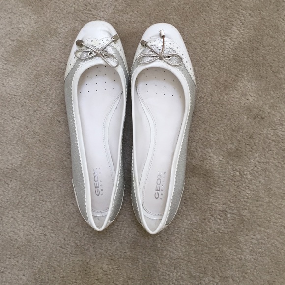 Geox White Patent Leather Flats