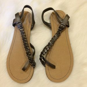 Pewter sandals. NWOT size 8
