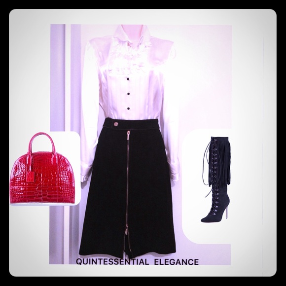 RALPH LAUREN Black Label Goat Suede Skirt