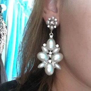 Pearl and rhinestone earrings