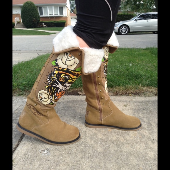 Ed Hardy Shoes Don Ed Hardy Tall Tan Boots Poshmark