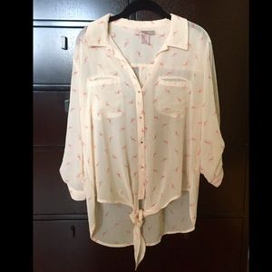 ✨Flamingo High Low Tie Top✨