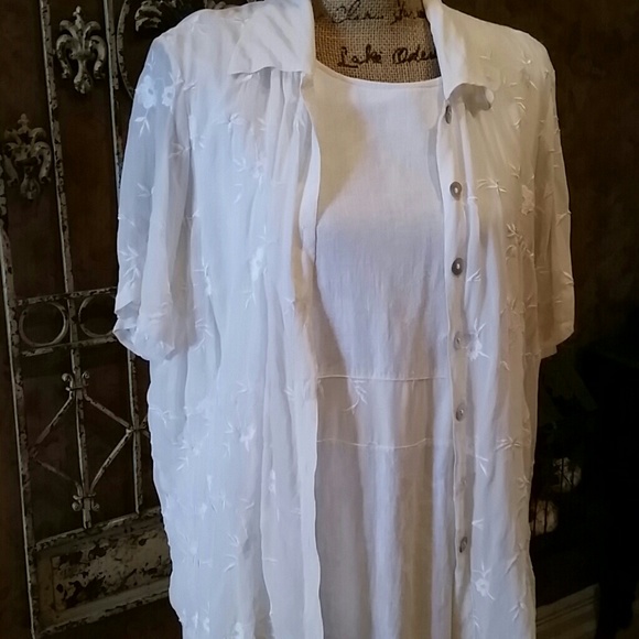 END OF SEASON SALE White linen & silk set  XL