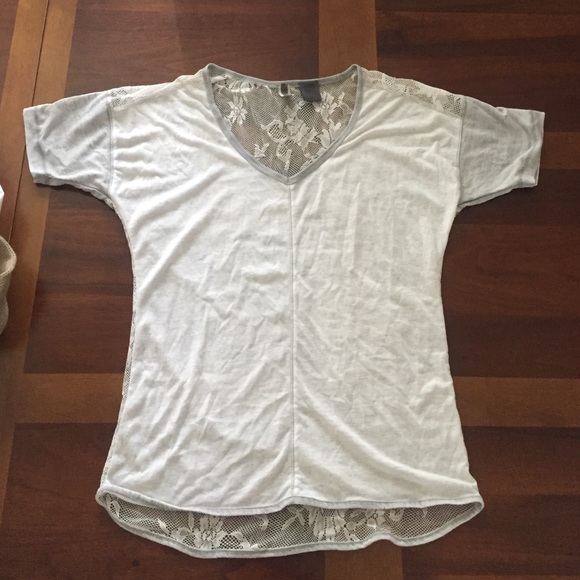 V neck shirt with lace back