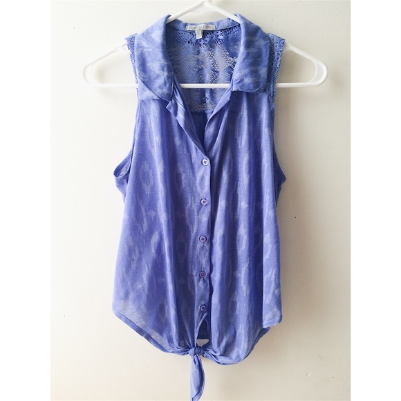 C. Russe • Periwinkle sleeveless button down