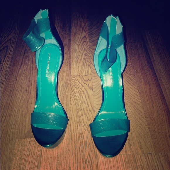 Exotic glitter ankle strap heels