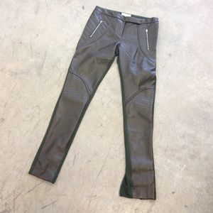 Green leather pants