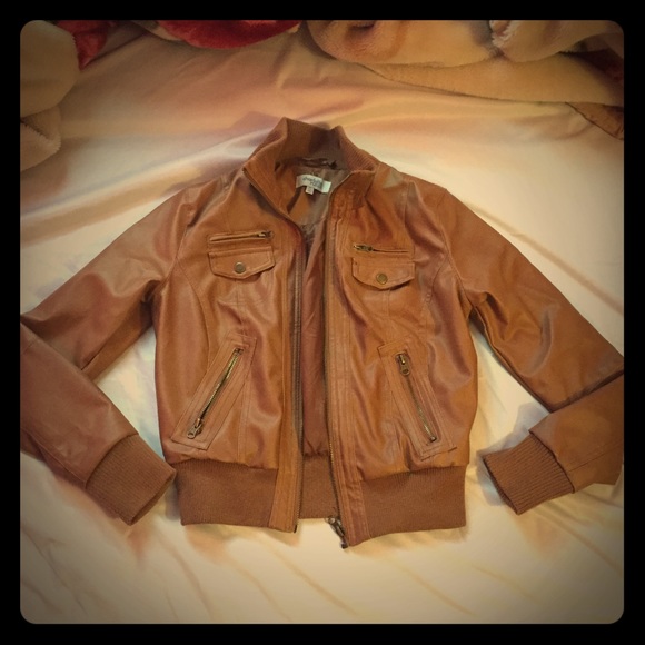 Charlotte Russe tan leather jacket!
