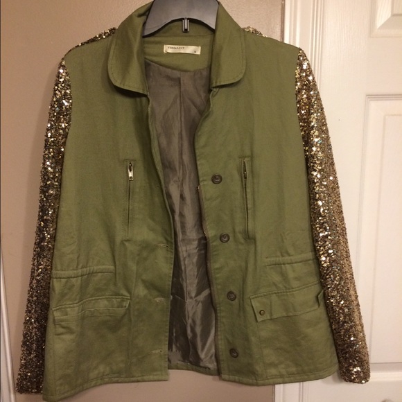 Vera&Lucy Green With Gold Sequin Jacket Medium
