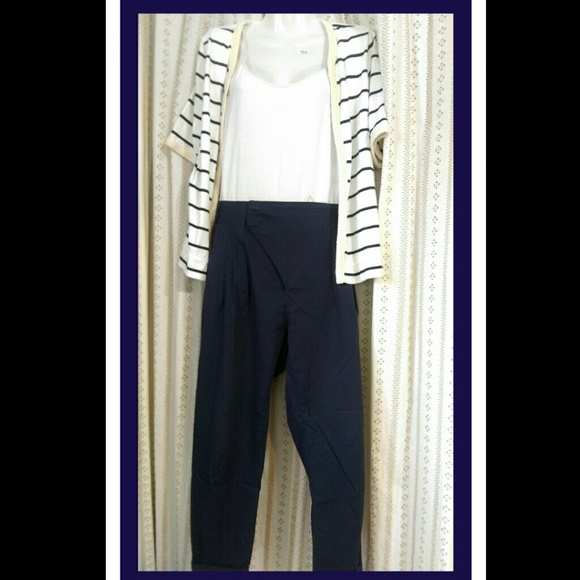 Navy blue ankle length pants