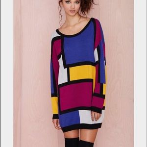 NWT Nasty Gal Geometric Block Oversized Sweater