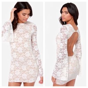 One Rad Girl Evan Backless Ivory Lace Dress
