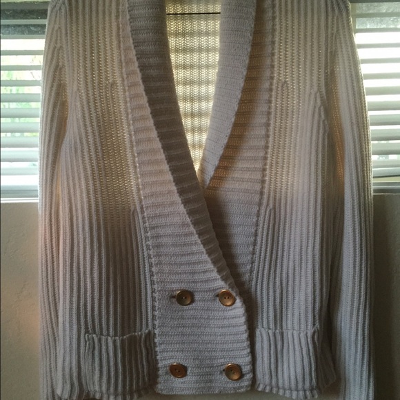Ann Taylor white double breasted cardigan. FINAL - Picture 2 of 2
