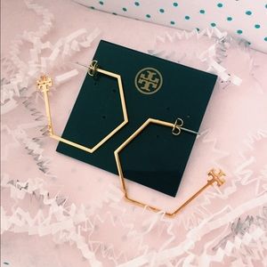 Tory Burch Hexagon Hoop Earrings