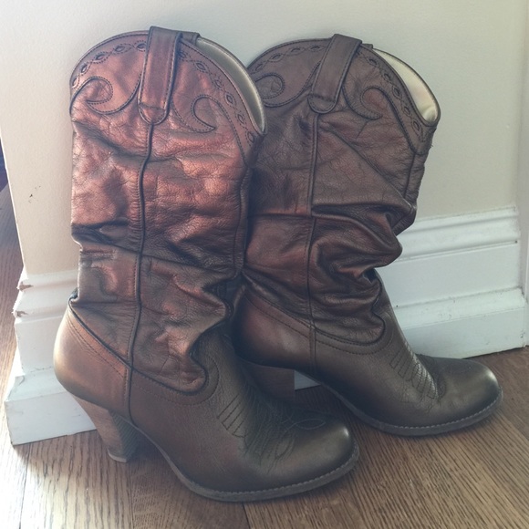 Copper colored cowboy boots