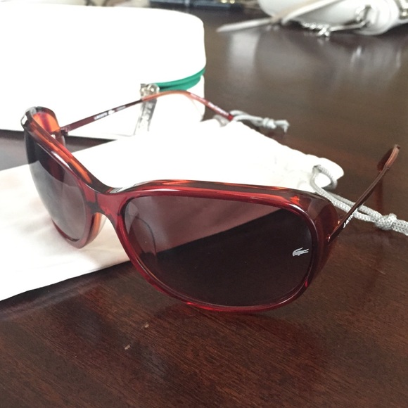 Women's Red Lacoste Sunglasses - Picture 2 of 4