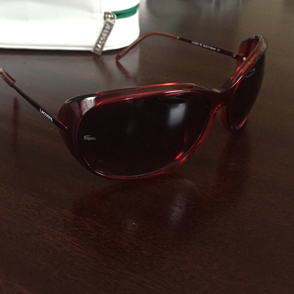 Women's Red Lacoste Sunglasses - Picture 3 of 4