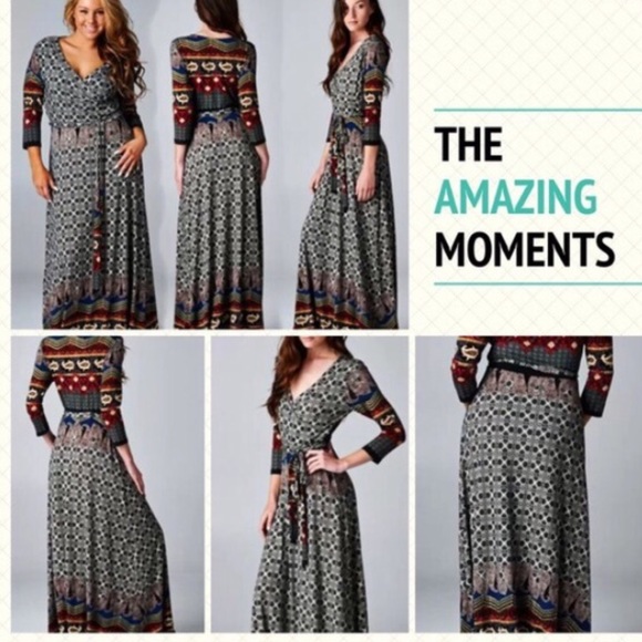 💥HP 11/7💥BOHO BLACK FAUX WRAP MAXI - Picture 2 of 3