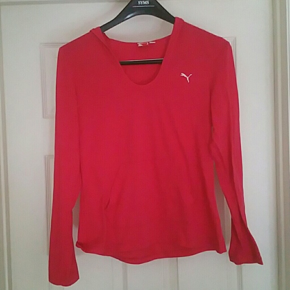 Puma Hot Pink Cotton Workout Fitted Hoodie Size L