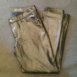 Gold metallic skinny jeans