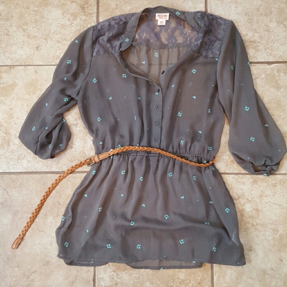 Mossimo Supply Co. Tops - Gray Chiffon Tunic
