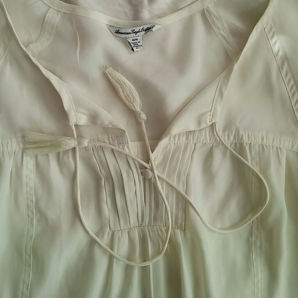 SOLD AEO cream top with tassles - Picture 4 of 4