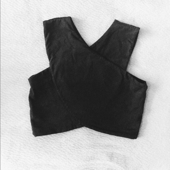 LF Black Cross Crop Top