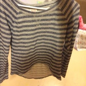 Grey and blue striped sweater