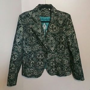 Green and gold Jaquard blazer??