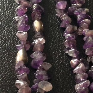 Long amethyst colored stone necklace