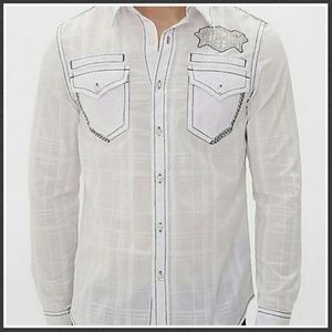 Affliction Men's Button Front Shirt White