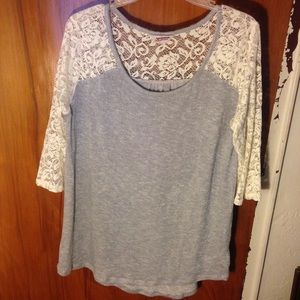 Grey & White Lace Mossimo Co. Top