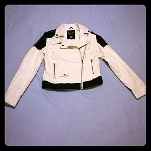 White and Black Moto Jacket