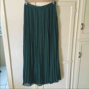 Teal pleated maxi skirt