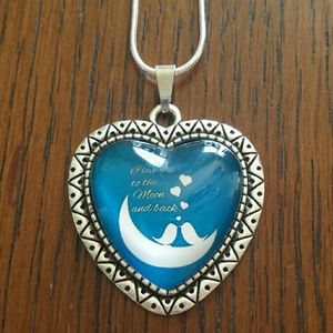 SALE-Heart Necklace with love birds