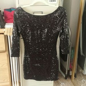 Black sequin mini dress