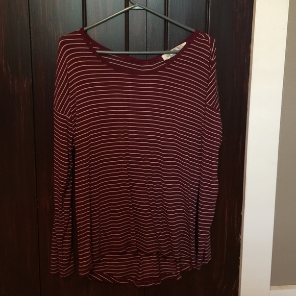Burgundy stripped top with rear zipper