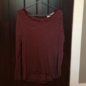 Burgundy stripped top with rear zipper
