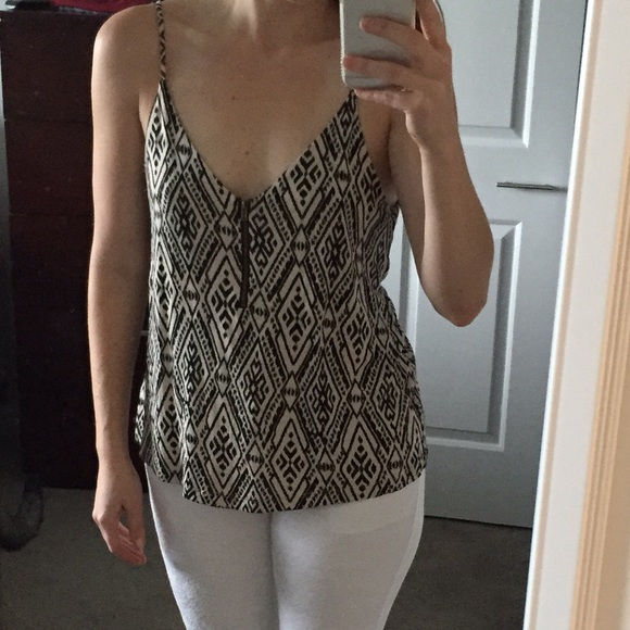 Cream & Black Aztec Print Loose Tank