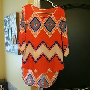Orange Aztec Boutique Top