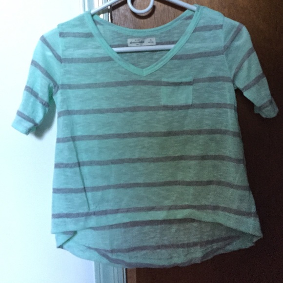 Loose Mint and Grey Striped T-Shirt