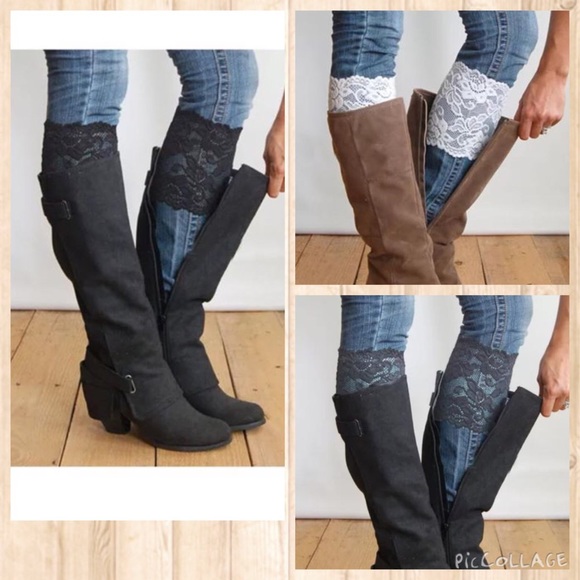 Free People Accessories - New lace boot cuffs toppers in grey black or cream