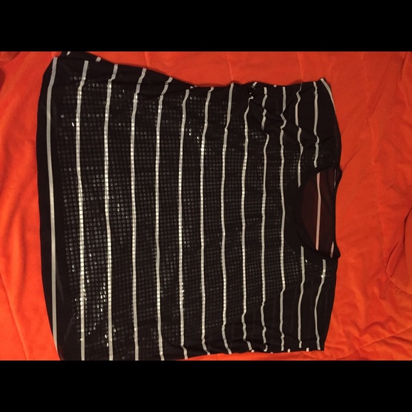 Lane Bryant Striped Sequin T-Shirt - Picture 3 of 4